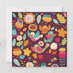 Tarjeta Festiva Aves decorativas