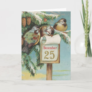 Tarjeta Festiva Aves el 25 de diciembre