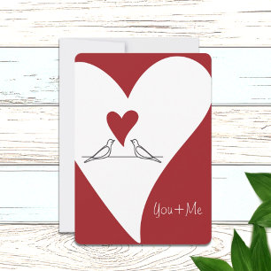 Tarjeta Festiva Aves modernas simples y personalizadas en el coraz