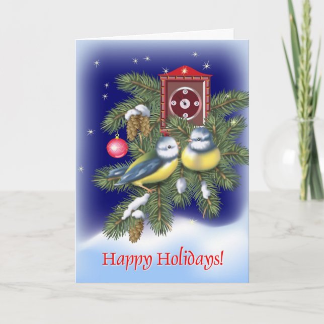 Tarjeta Festiva Aves navidades (Anverso)