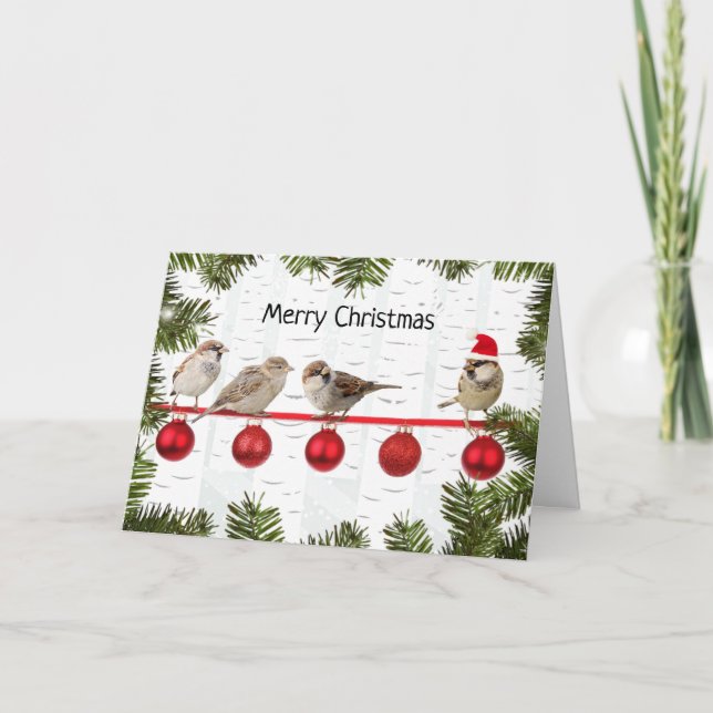 Tarjeta Festiva Aves navideñas amargas en un limbo (Anverso)