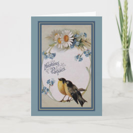 Tarjeta Festiva Aves pequeñas y maricas saludo francés de Pascua