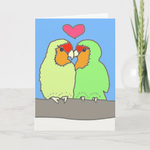 Tarjeta Festiva Aves románticas besándose en una sucursal