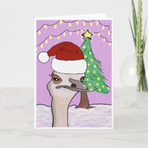 Tarjeta Festiva Avestruz Navideña