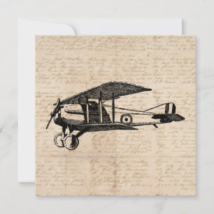Tarjeta Festiva Avión clásico Papel de guión de arte de la aviació