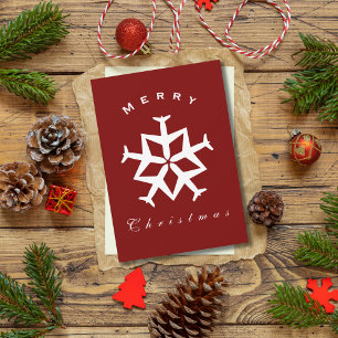 Tarjeta Festiva Avión de navidades con copo de nieve Foto divertid