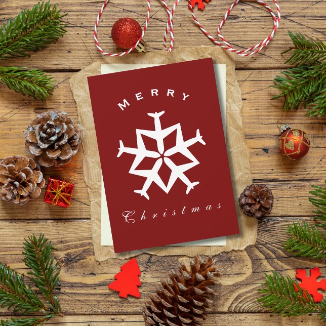 Tarjeta Festiva Avión de navidades con copo de nieve Foto divertid (Subido por el creador)