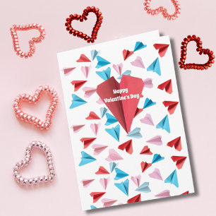 Tarjeta Festiva Avión de papel colorido personalizado con foto de