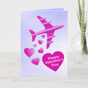 Tarjeta Festiva Avión rosa Valentine