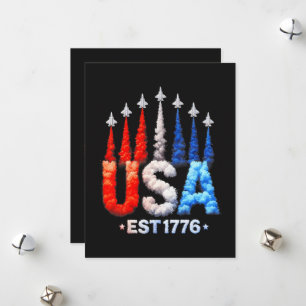 Tarjeta Festiva Aviones de combate del 4 de julio Patriótico EEUU