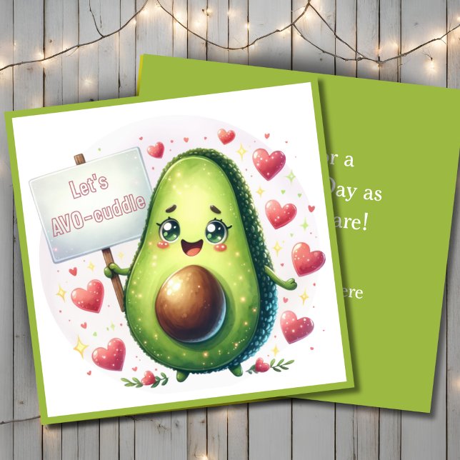 Tarjeta Festiva Avo-Cuddle El día de San Valentín Personalizado (Let's Avo-Cuddle Cute Valentine's Day Custom Holiday Card. Add your name & a special message!)