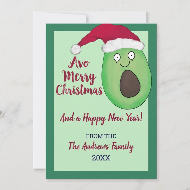 Tarjeta Festiva Avo Merry Christmas Quote Aguacate Santa Navidades (Anverso)