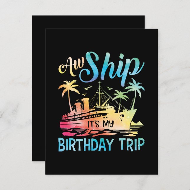 Tarjeta Festiva Aw Ship es mi viaje de cumpleaños (Anverso / Reverso)