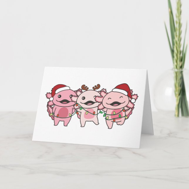Tarjeta Festiva Axolotl Christmas Christmas Animals Sweet Axolotls (Anverso)