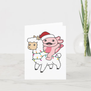 Tarjeta Festiva Axolotl Llama Alpaca Navidades Animales de inviern