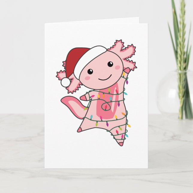 Tarjeta Festiva Axolotl Merry Christmas Winter Animals Axolotls Ad (Anverso)