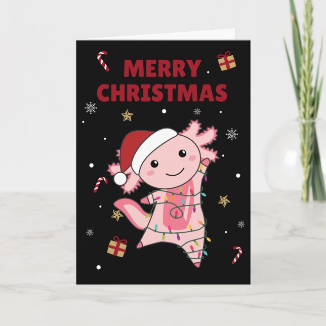Tarjeta Festiva Axolotl Merry Christmas Winter Animals Axolotls Ad (Anverso)
