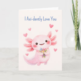 Tarjeta Festiva Axolotl With a Bouquet Salamander love