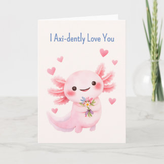 Tarjeta Festiva Axolotl With a Bouquet Salamander love