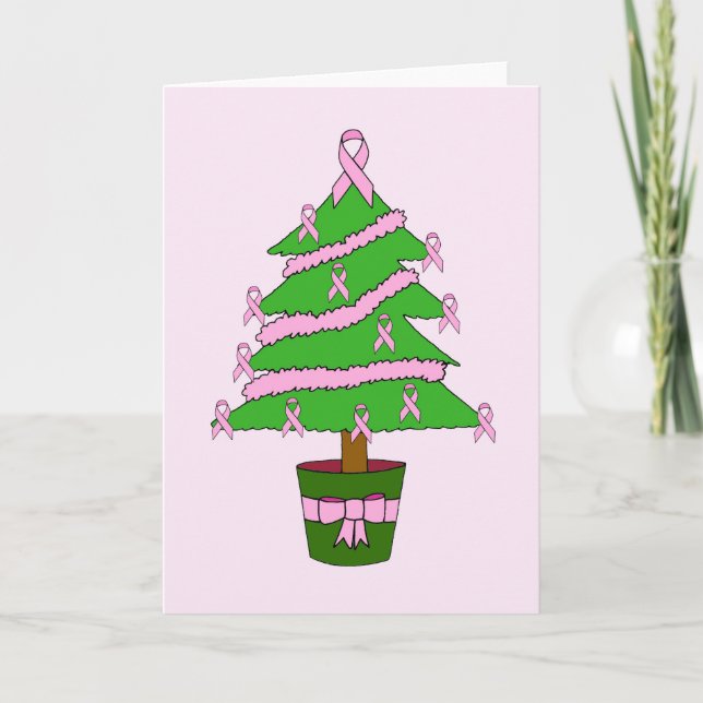 Tarjeta Festiva Ayuda rosada del cáncer de pecho de la cinta, la (Anverso)
