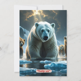 Tarjeta Festiva Ayúdanos - Osos polares sobre hielo delgado