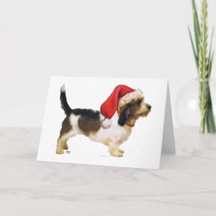 Tarjeta Festiva Ayudante de Santa Petit Basset Griffon Vendeen