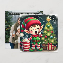 Tarjeta Festiva Ayudante solitario de Santa Claus durmiendo en reg