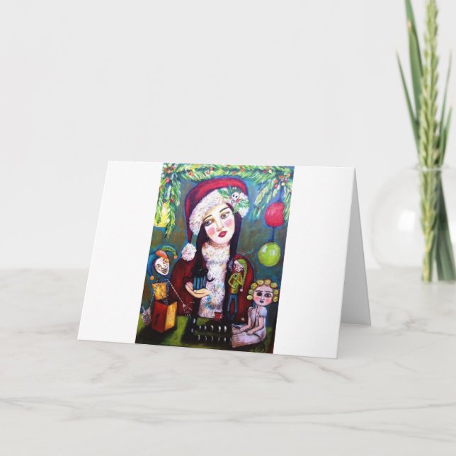 Tarjeta Festiva Ayudantes de Notty de Santa pequeños (Anverso)