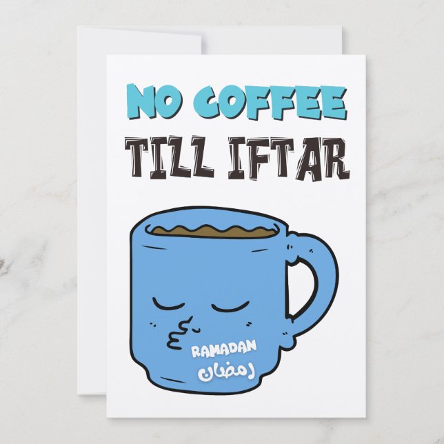 Tarjeta Festiva Ayuno de Ramadán Sin Café Hasta Iftar Meme Diverti (Anverso)