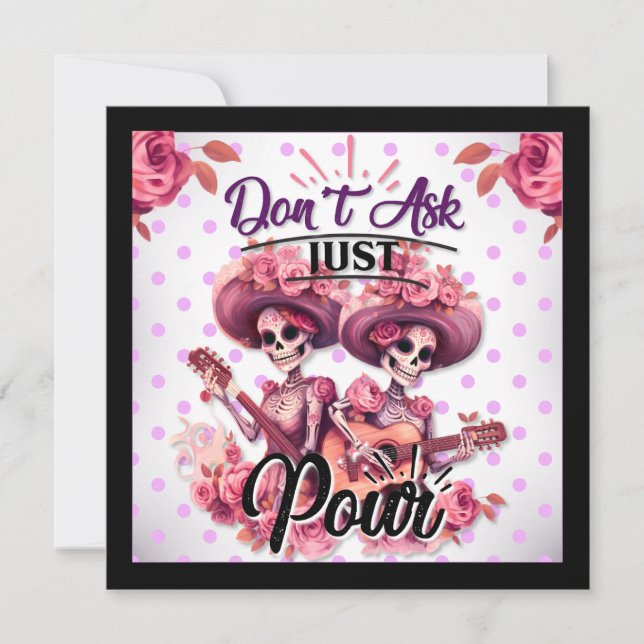 Tarjeta Festiva Azúcar Calavera Morada y Bonita (Anverso)