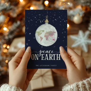 Tarjeta Festiva Azul adornado de la paz en el mundo