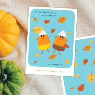 Tarjeta Festiva Azul Cielo   Pareja de Maíz Dulce Mixto   Otoño
