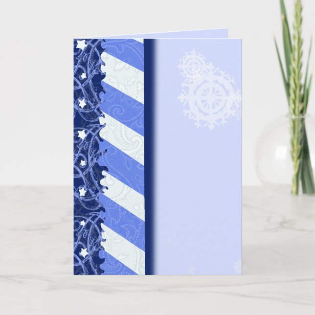 Tarjeta Festiva Azul de Invierno (Anverso)