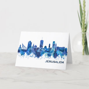 Tarjeta Festiva Azul de la línea aérea israelí de Jerusalén