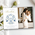 Tarjeta Festiva Azul de la Marina Clásica Feliz Hanukkah 1 Foto Fl<br><div class="desc">Si necesitas más personalización,  por favor,  no dudes en enviarme un mensaje a yellowfebstudio@gmail.com.</div>