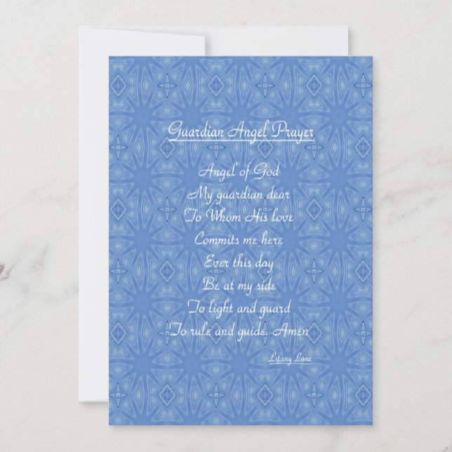 Tarjeta Festiva Azul de la oración Ángel de Guardian (Anverso)