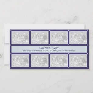 Tarjeta Festiva Azul del Collage de Año Nuevo de los Recuerdos de 