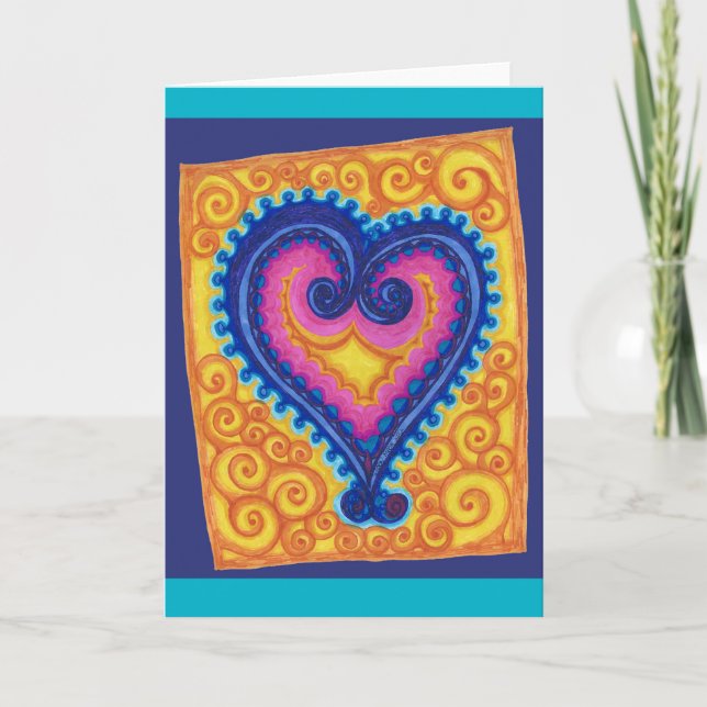 Tarjeta Festiva Azul del corazón (Anverso)