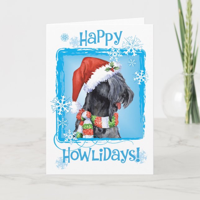 Tarjeta Festiva Azul feliz Terrier de Howliday Kerry (Anverso)