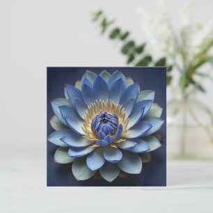 Tarjeta Festiva Azul Lotus Flor Arte Espiritual Zen Personalizado