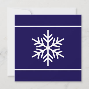 Tarjeta Festiva Azul Marino Blanco Moderno Copos de Nieve Nórdicos