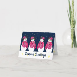 Tarjeta Festiva Azul marino Y Artesanía Rosa