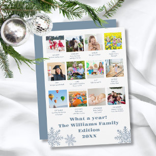 Tarjeta Festiva Azul moderno Navidades de fotografía de revisión d