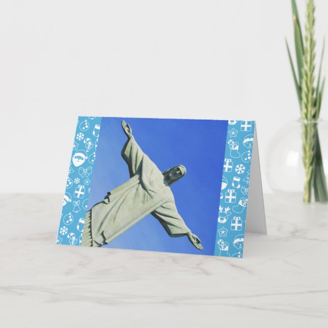 Tarjeta Festiva azul navidades de río (Anverso)
