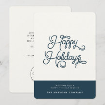 Azul oscuro Retro vintage Happy Holidays corporate