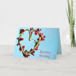 Tarjeta Festiva Azul Sé Mío Para Él Valentines De Corazón Claro