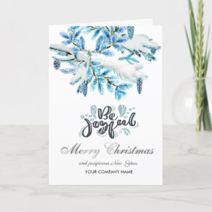 Tarjeta Festiva Azul Sea Alegre, Árbol de Pino, Piña de Pino Feliz
