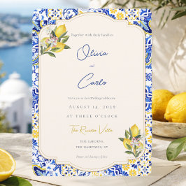Tarjeta Festiva Azulejo Mediterráneo Italiano Costero Boda de Limó