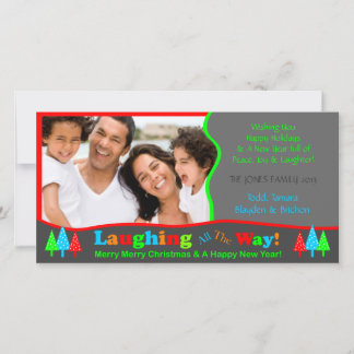 Tarjeta Festiva B1 Laugh All Way Christmas Photo Template