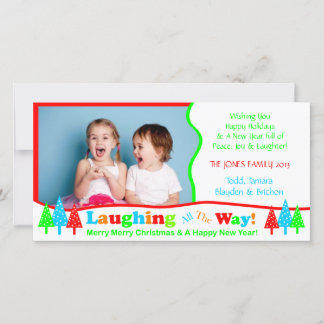 Tarjeta Festiva B1 Laugh All Way White Christmas Photo Template